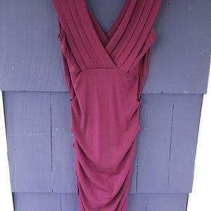 Sleeveless rouched dress, plum/magenta